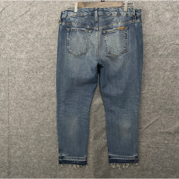 Joe's Crop Jeans Sz 32 Blue Distressed Raw Hem Billie Boyfriend Slim - SIZE NOTE - Picture 2 of 10